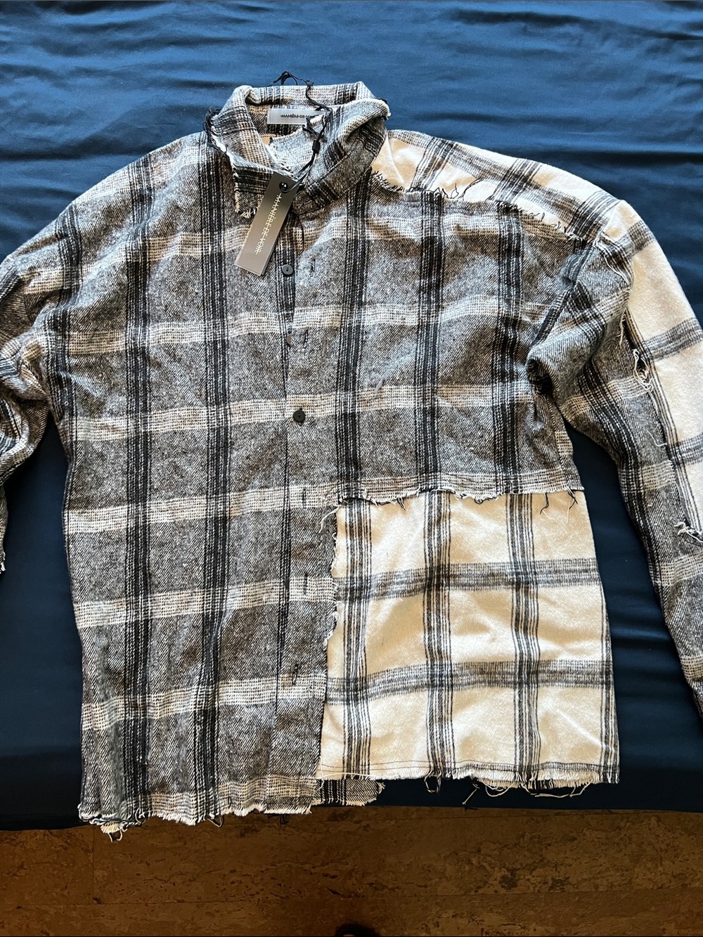Maniere De Voir Black & Cream Patchwork Plaid Button-Down Shirt